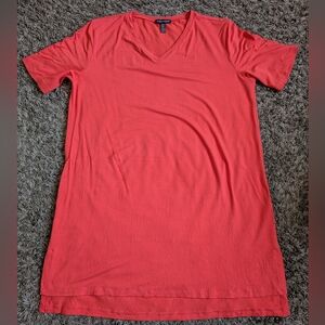 Eileen Fisher Viscose Jersey V-Neck Bright Orange Shirt Dress XS